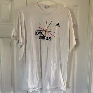 Adidas White T-Shirt with Love Unites Graphic